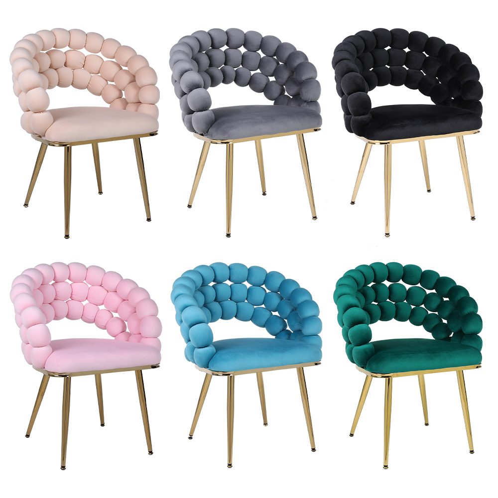 Modern design dining chair with fur ball back
